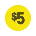 Yellow five dollar garage sale sticker