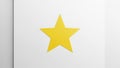 A yellow five pointed star is centered on a plain white background Royalty Free Stock Photo