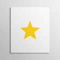 A yellow five pointed star is centered on a square white canvas Royalty Free Stock Photo