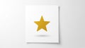 A yellow five-pointed star is centered on a white square canvas. The star casts a subtle shadow on Royalty Free Stock Photo