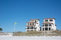 Yellow Flag with Houses Royalty Free Stock Photo