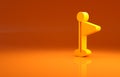 Yellow Flag icon isolated on orange background. Location marker symbol. Minimalism concept. 3d illustration 3D render Royalty Free Stock Photo