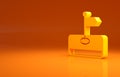 Yellow Flag icon isolated on orange background. Location marker symbol. Minimalism concept. 3d illustration 3D render Royalty Free Stock Photo