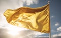 Yellow flag waving in the wind against blue sky. 3d rendering Royalty Free Stock Photo