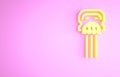 Yellow Flamenco woman accessories icon isolated on pink background. Peineta. Spanish comb. Minimalism concept. 3d