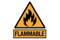 Yellow Flammable sign with bold text ensuring safety visibility.
