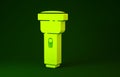 Yellow Flashlight icon isolated on green background. Minimalism concept. 3d illustration 3D render Royalty Free Stock Photo