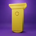 Yellow Flashlight icon isolated on purple background. Minimalism concept. 3D render illustration Royalty Free Stock Photo