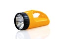 Yellow flashlight isolated on the white background Royalty Free Stock Photo