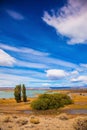 Yellow flat desert with lakes Royalty Free Stock Photo