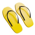 Yellow Flip Flop Isolated White Background 3D Rendering