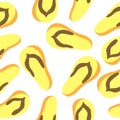 Yellow flip-flops beach shoes seamless pattern in cartoon flat style Royalty Free Stock Photo