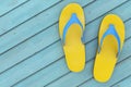 Yellow Flip Flops Sandals. 3d Rendering