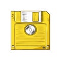 Yellow Floppy Disk Isolated Depicting Obsolete Computer Data Storage Technology Royalty Free Stock Photo