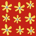 Yellow floral pattern with red background Royalty Free Stock Photo