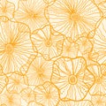 Yellow floral shapes seamless pattern background