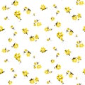 Yellow florals seamless vector pattern. Royalty Free Stock Photo
