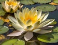 Yellow flower of a nenufar floating in a pond