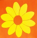 Yellow flower on orange background painting