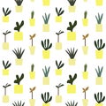 Yellow flower pot potted plants pattern seamless Royalty Free Stock Photo