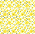 Yellow flower seamless pattern, cute tiny blossom for fabric, fashion textile, feminine print, fresh summer or spring