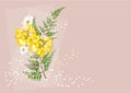 Yellow flowers circle bouquet on white background,vector illustration Royalty Free Stock Photo