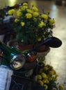 Yellow flowers on a motobike