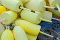 Yellow Foam Lobster Floats On Top Of There Nylon Ropes Used In T