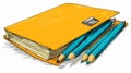 Yellow Folder with Blue Pencils Vector Illustration for Design Projects Royalty Free Stock Photo