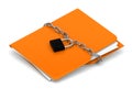 Yellow folder with chain and lock. Data security concept. 3d rendering Royalty Free Stock Photo