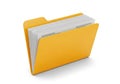 Yellow folder with documents isolated on white background Royalty Free Stock Photo