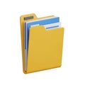 Yellow folder with documents and tabs isolated on transparent background transparent background Royalty Free Stock Photo