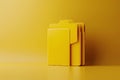 Yellow folder download icon, 3D render, minimalist background