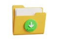 Yellow folder with download icon isolated on white background Royalty Free Stock Photo