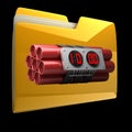 Yellow folder with Explosives alarm clock Royalty Free Stock Photo