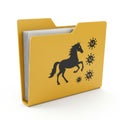 Yellow folder with horse and virus isolated on white background. use cases: data, information, document Royalty Free Stock Photo