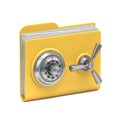 Yellow folder icon Data security concept with safe combination lock 3D Royalty Free Stock Photo