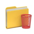 Yellow folder icon Empty recycle bin 3D