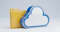 Yellow Folder Icon Next to a3D Cloud Icon on a Light Gray Background storage data Royalty Free Stock Photo