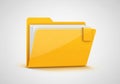 Yellow folder icon with papers inside against a white background. Royalty Free Stock Photo