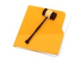 Yellow folder with judge gavel on it - Royalty Free Stock Photo