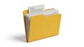 Yellow folder with organized documents standing upright on surface Royalty Free Stock Photo