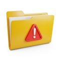 Yellow folder with red warning exclamation mark icon Royalty Free Stock Photo
