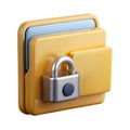 Yellow folder with silver padlock security isolated on white background Royalty Free Stock Photo
