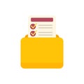 Yellow folder storing checklist for organization and task management