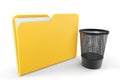 Yellow Folder with Trash Bin Royalty Free Stock Photo