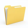 Yellow folder with white documents inside on white background Royalty Free Stock Photo