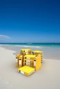 Yellow folders on the beach Royalty Free Stock Photo