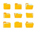 Yellow folders for organizing documents. sorting large amounts of data