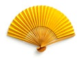 Yellow folding fan isolated on white background. AI Generative